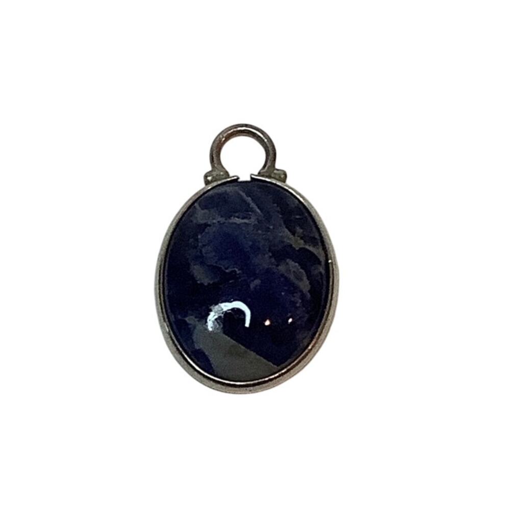 R H Sterling 925 Silver Blue Lapis Lazuli Oval Cabochon Pendant Vintage A7-16